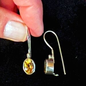 Yellow Topaz and Sterling silver fishhook Earrings